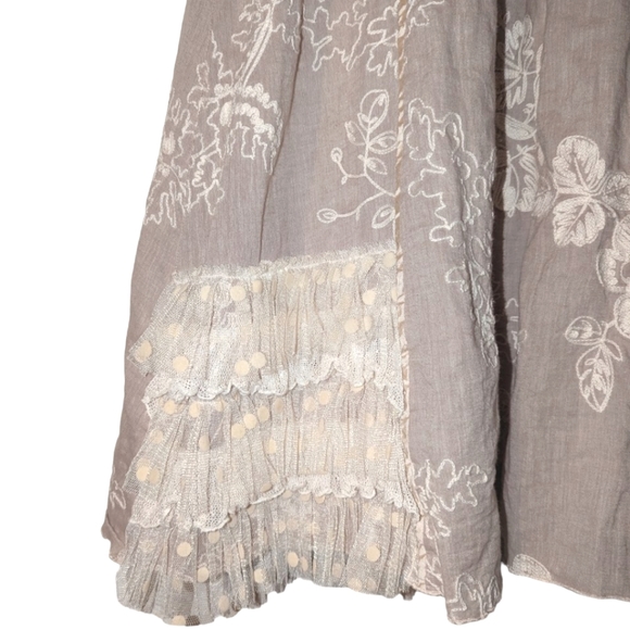 Isobella & Chloe Cotton Tulle Lined Knee Length Cottagecore Boho Dress 14 - Picture 7 of 11